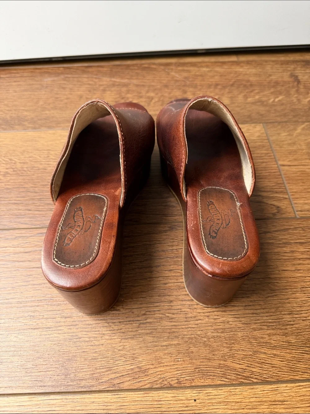 FREEBIRD Womens Brown Leather Platform Slide Wedges SIZE 5